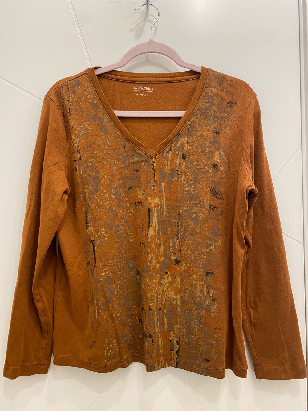Northern Reflections | Burnt Orange V-Neck Long Sleeve Top
